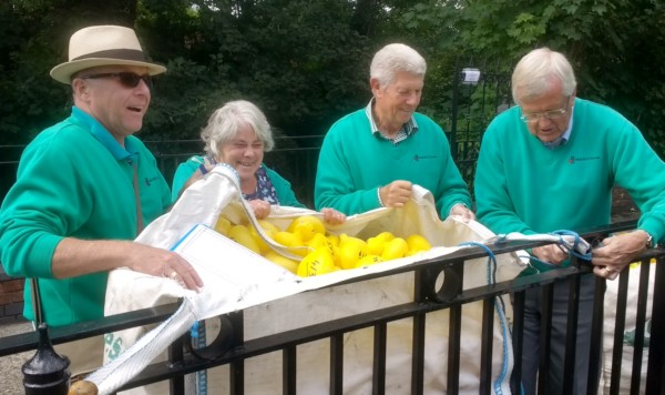 Ducks being prepared for launch